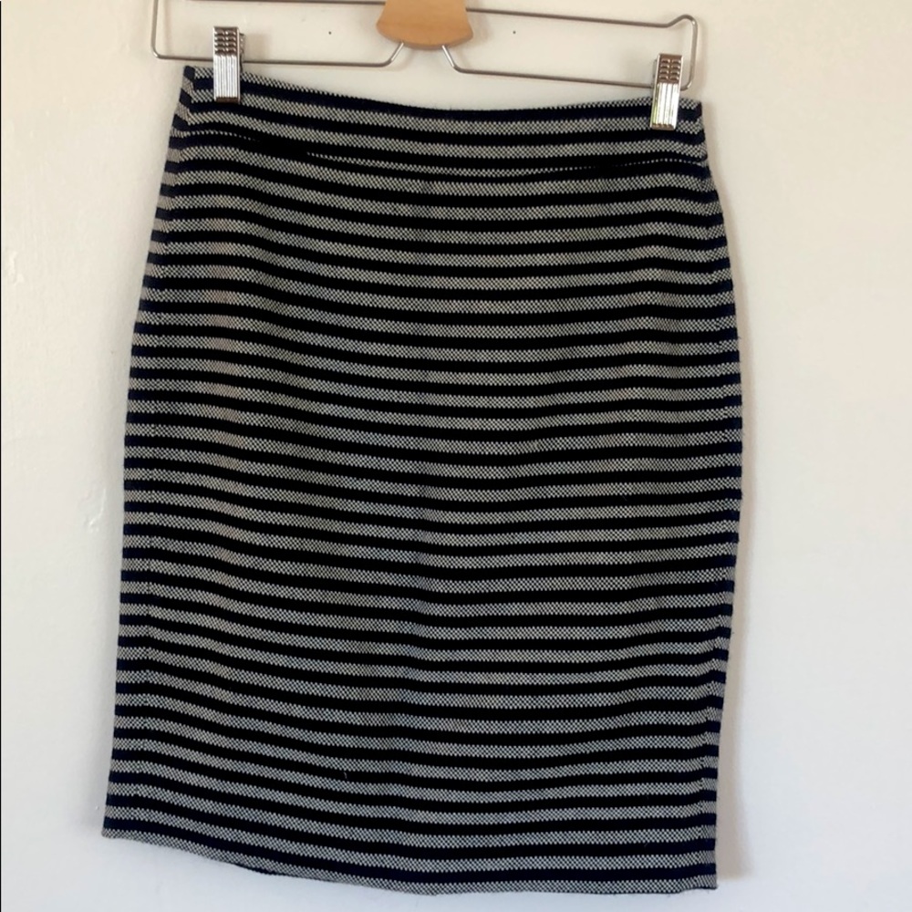 J. Crew navy striped pencil skirt